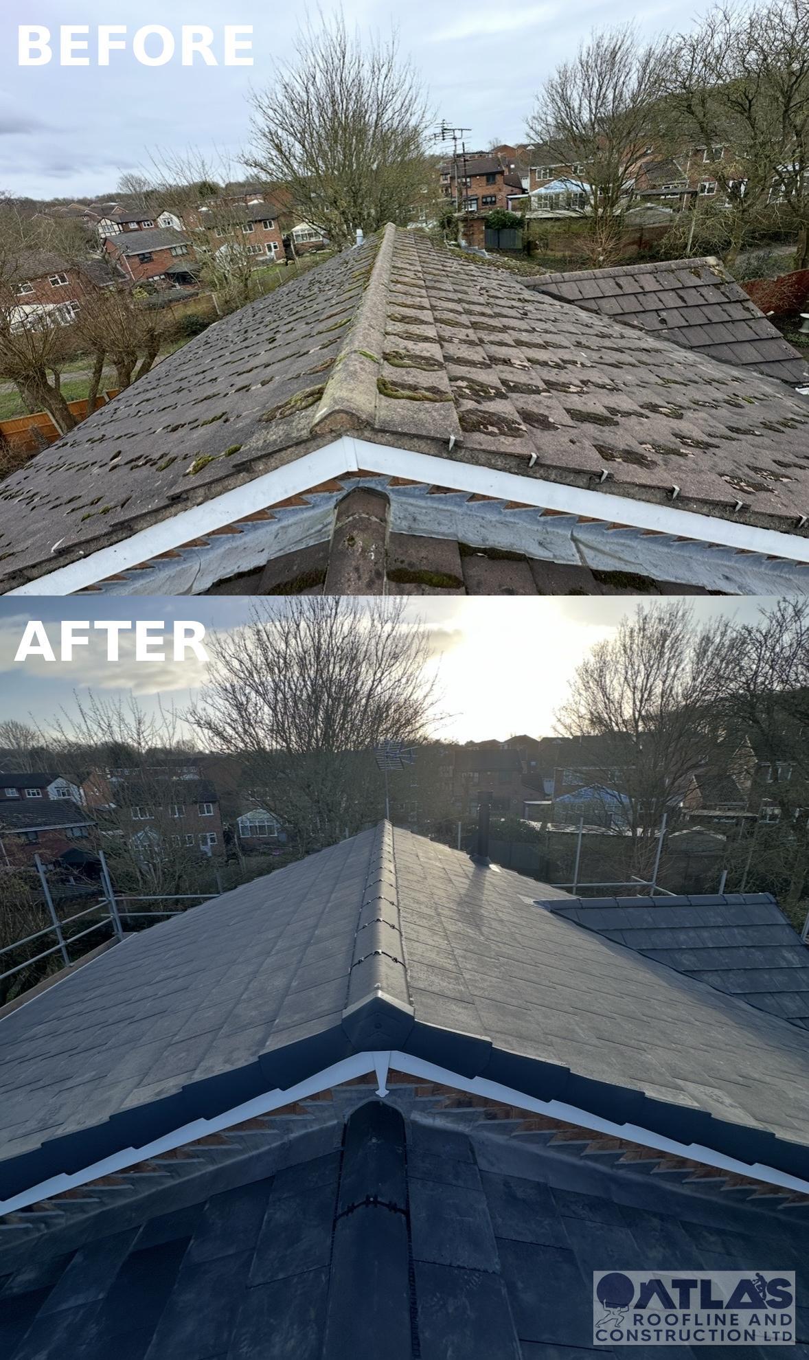 Before and after roof transformation