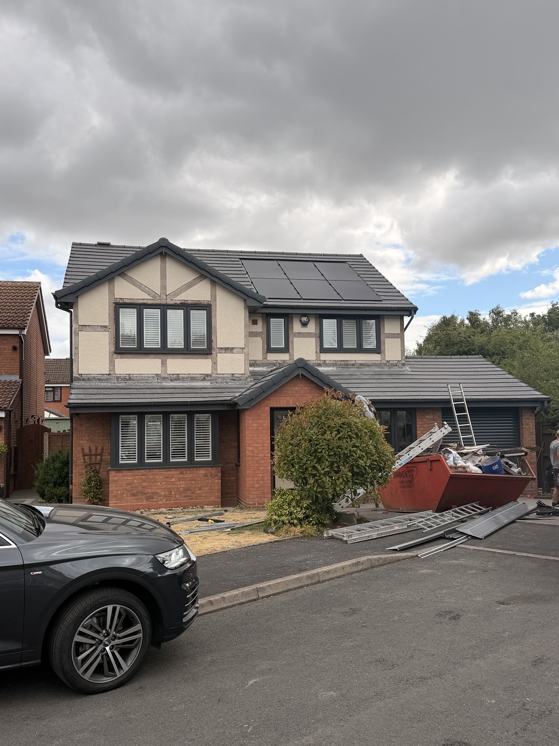 New roof with integrated solar panels